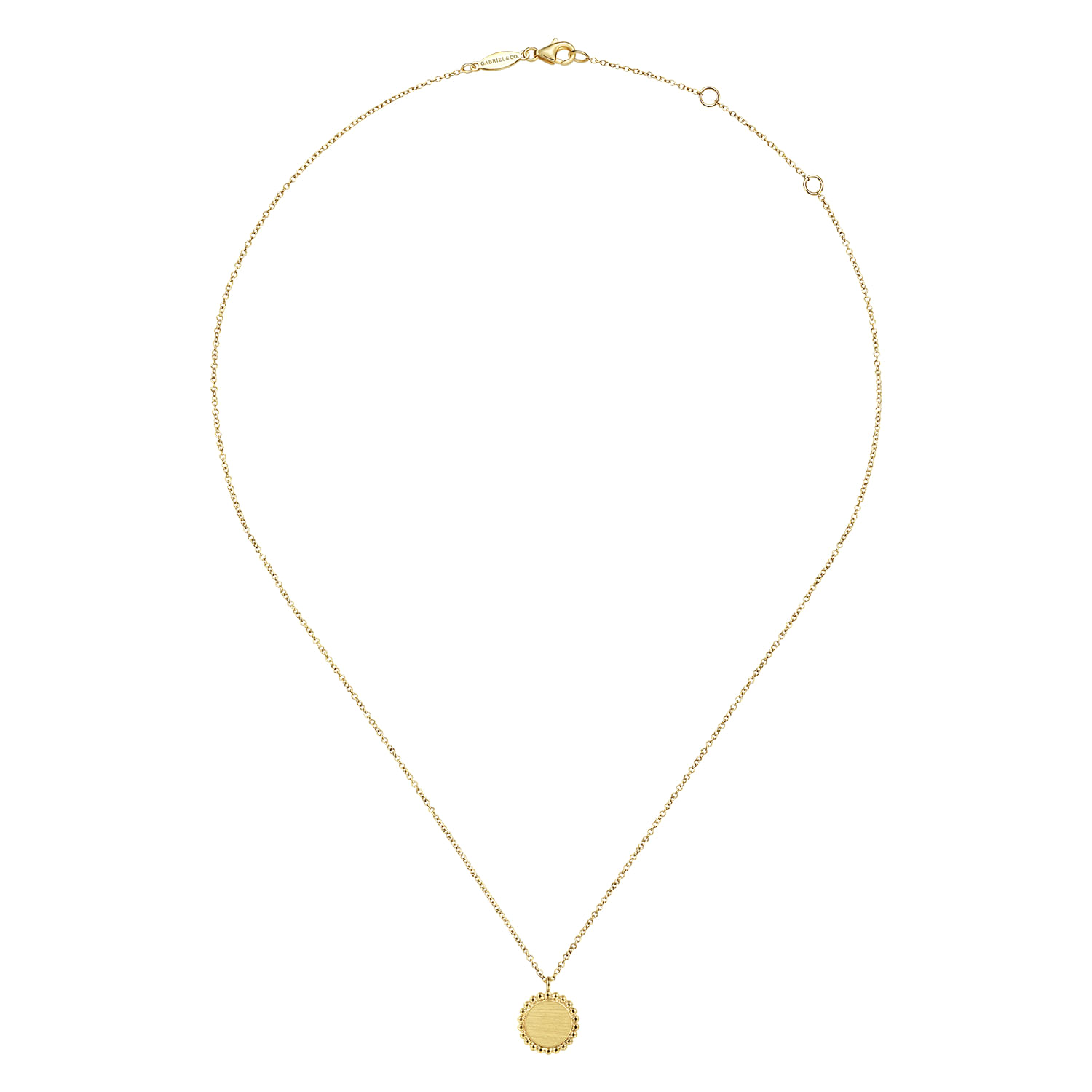 14K Yellow Gold Round Pendant Necklace with Bujukan Bead Frame - Shot 3