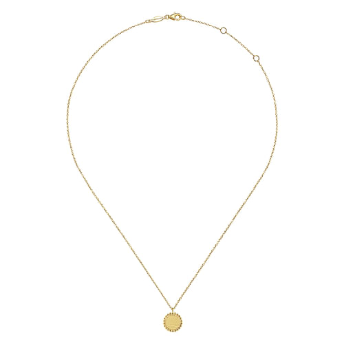 14K Yellow Gold Round Pendant Necklace with Bujukan Bead Frame - Shot 3