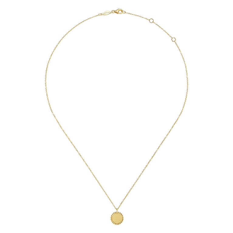 14K Yellow Gold Round Pendant Necklace with Bujukan Bead Frame - Shot 2