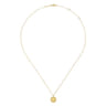14K Yellow Gold Round Pendant Necklace with Bujukan Bead Frame