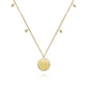 14K Yellow Gold Round Pendant Necklace with Diamond Halo - 0.12 ct