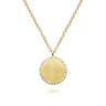 14K Yellow Gold Round Pendant Necklace with Diamond Halo - 0.12 ct