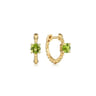 14K Yellow Gold Round Peridot Bujukan Huggies