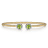 14K Yellow Gold Round Peridot and Diamond Halo Bujukan Bangle - 0.16 ct