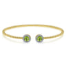 14K Yellow Gold Round Peridot and Diamond Halo Bujukan Bangle - 0.16 ct