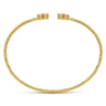 14K Yellow Gold Round Pink Created Cubic Zirconia and Diamond Halo Bujukan Bangle - 0.16 ct