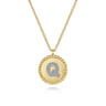 14K Yellow Gold Round Q Initial Pendant Necklace with Diamonds - 0.06 ct