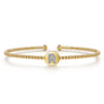 14K Yellow Gold Round R Initial Diamond Bujukan Cuff Bracelet - 0.05 ct