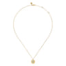 14K Yellow Gold Round R Initial Pendant Necklace with Diamonds - 0.05 ct