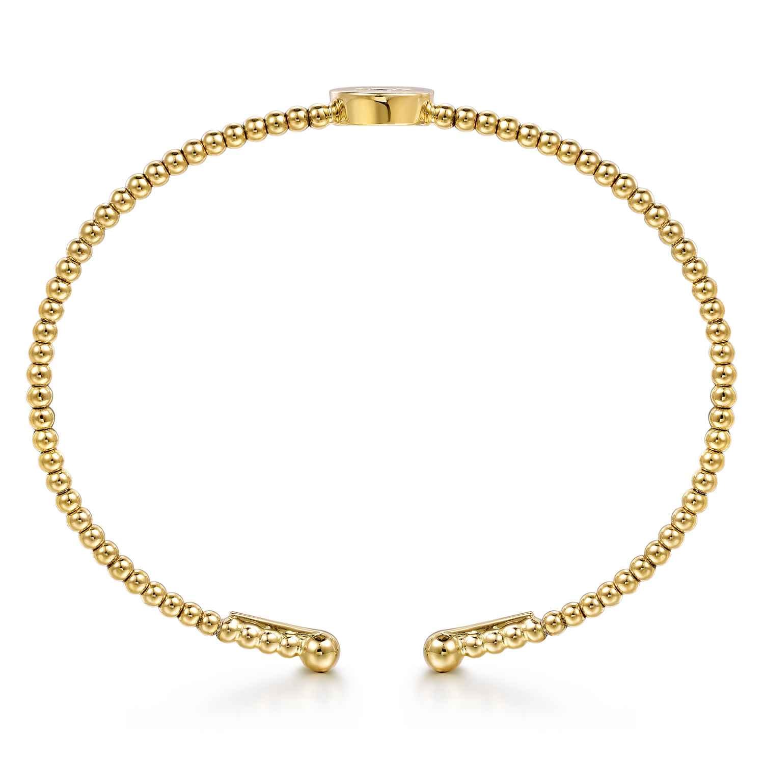 14K Yellow Gold Round S Initial Diamond Bujukan Cuff Bracelet - 0.04 ct - Shot 3