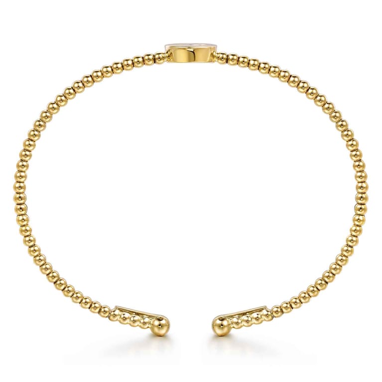 14K Yellow Gold Round S Initial Diamond Bujukan Cuff Bracelet - 0.04 ct - Shot 3