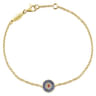 14K Yellow Gold Round Sapphire Diamond and Ruby Evil Eye Bracelet - 0.04 ct
