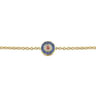 14K Yellow Gold Round Sapphire Diamond and Ruby Evil Eye Bracelet - 0.04 ct