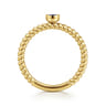 14K Yellow Gold Round Sapphire Ring with Twisted Rope Shank
