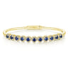 14K Yellow Gold Round Sapphire and Diamond Halo Bangle - 0.37 ct