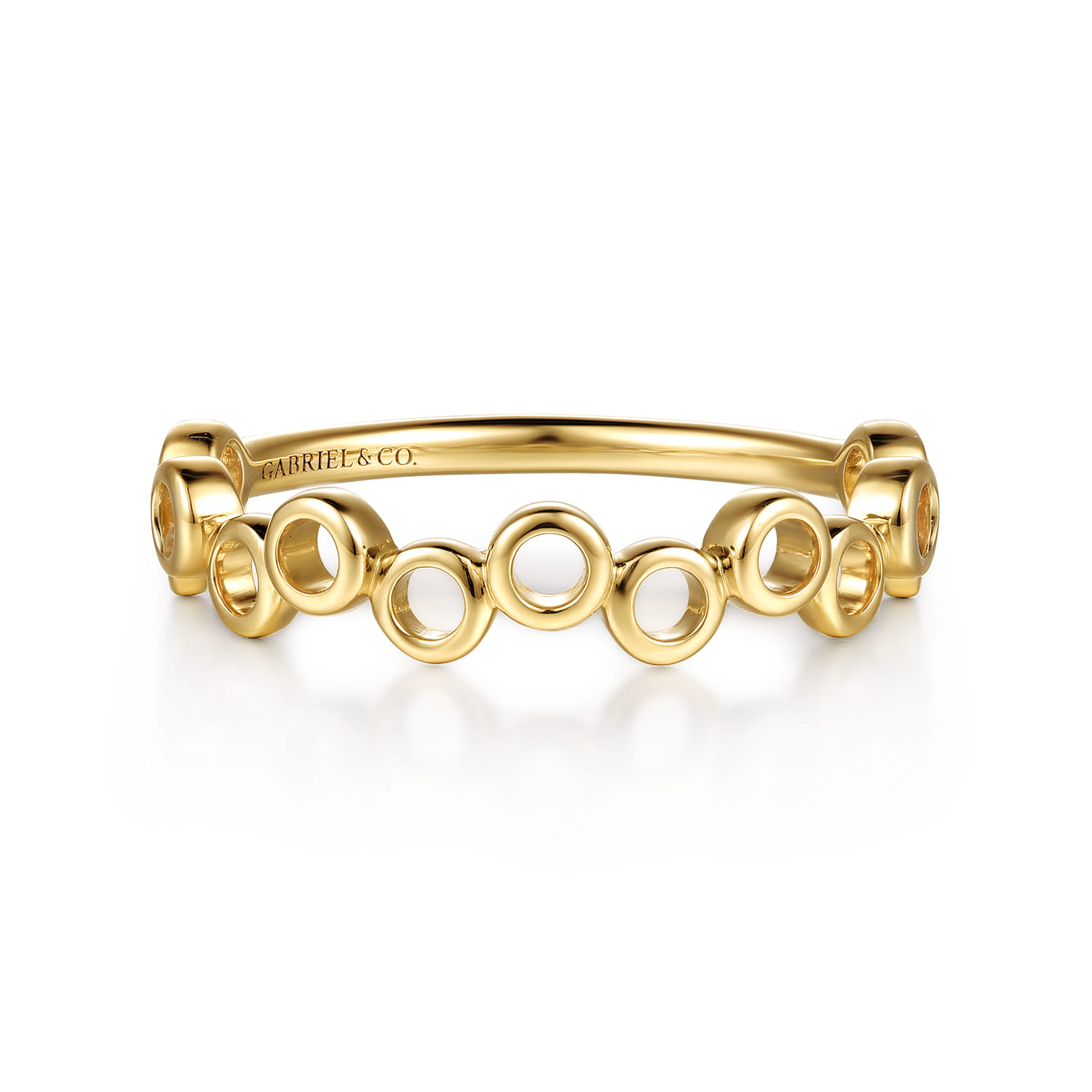 14K Yellow Gold Round Shape Stackable Ring - Shot 1