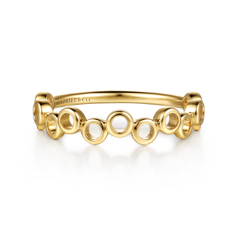 14K Yellow Gold Round Shape Stackable Ring - Shot 1