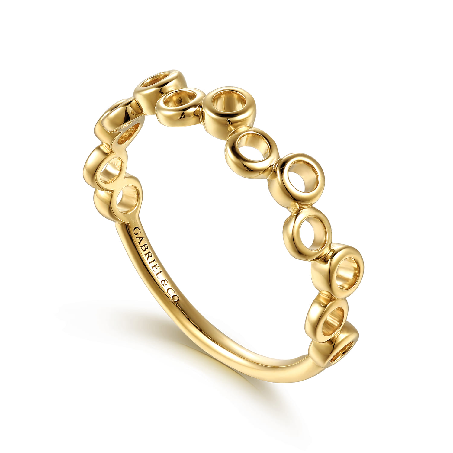 14K Yellow Gold Round Shape Stackable Ring - Shot 3