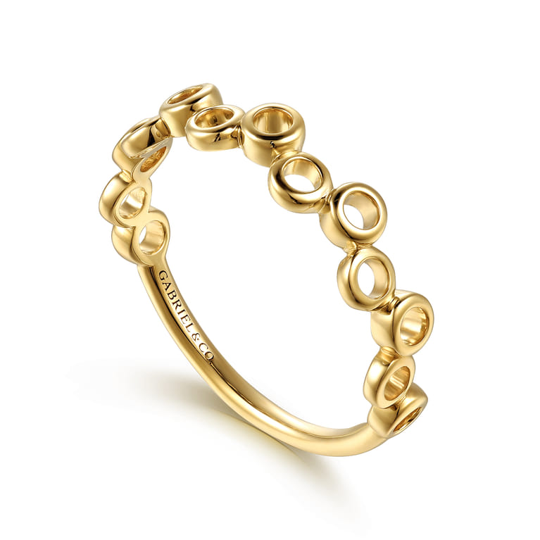 14K Yellow Gold Round Shape Stackable Ring - Shot 3