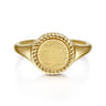 14K Yellow Gold Round Signet Ring with Twisted Rope Frame