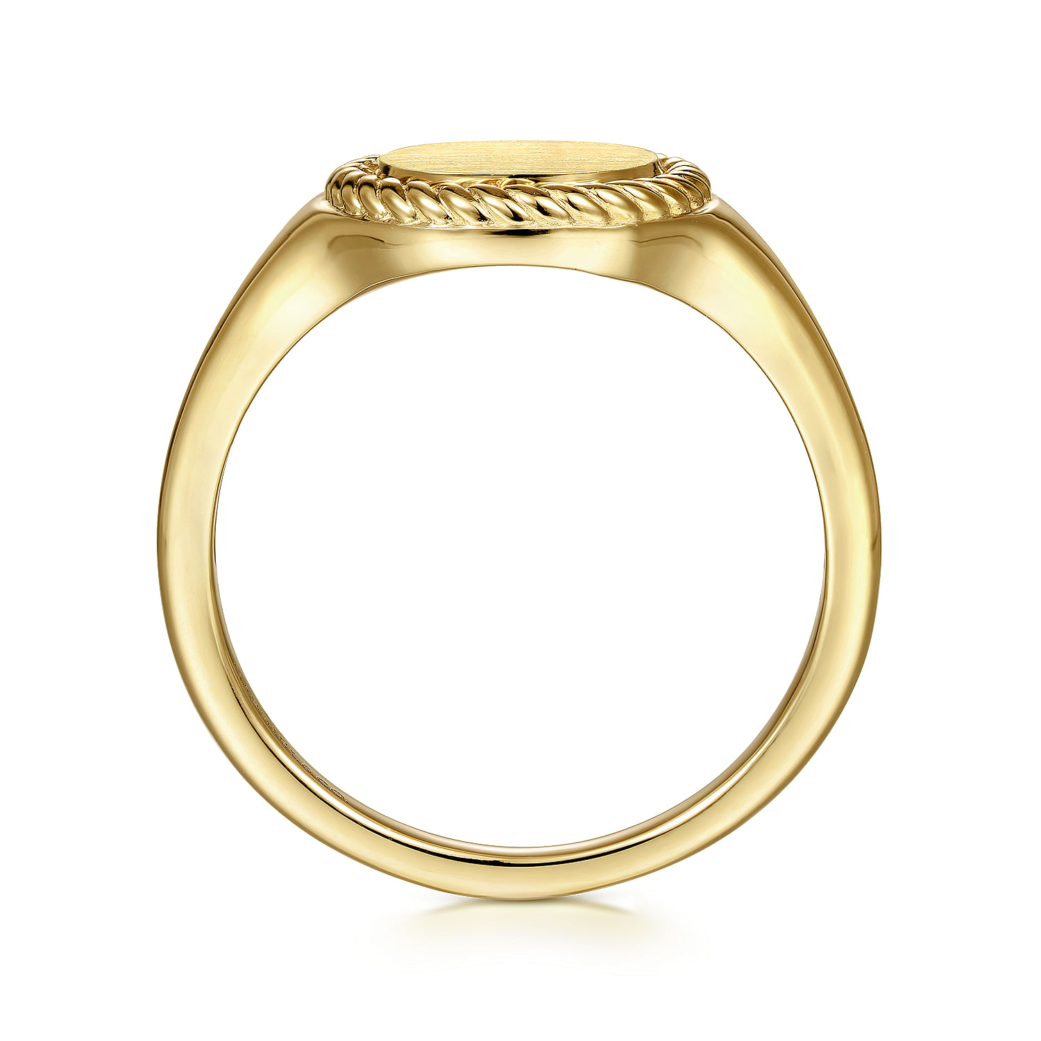 14K Yellow Gold Round Signet Ring with Twisted Rope Frame