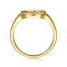 14K Yellow Gold Round Signet Ring with Twisted Rope Frame