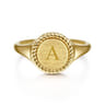 14K Yellow Gold Round Signet Ring with Twisted Rope Frame