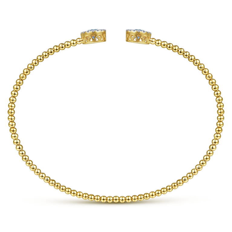 14K Yellow Gold Round Sky Blue Topaz and Diamond Halo Bujukan Bangle - 0.16 ct - Shot 3