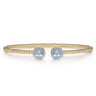 14K Yellow Gold Round Sky Blue Topaz and Diamond Halo Bujukan Bangle - 0.16 ct
