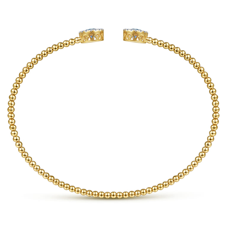 14K Yellow Gold Round Sky Blue Topaz and Diamond Halo Bujukan Bangle - 0.16 ct - Shot 3