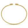 14K Yellow Gold Round Sky Blue Topaz and Diamond Halo Bujukan Bangle - 0.16 ct