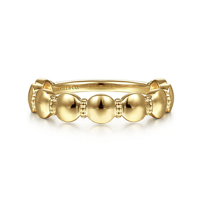 14K Yellow Gold Round Station Stackable Ring