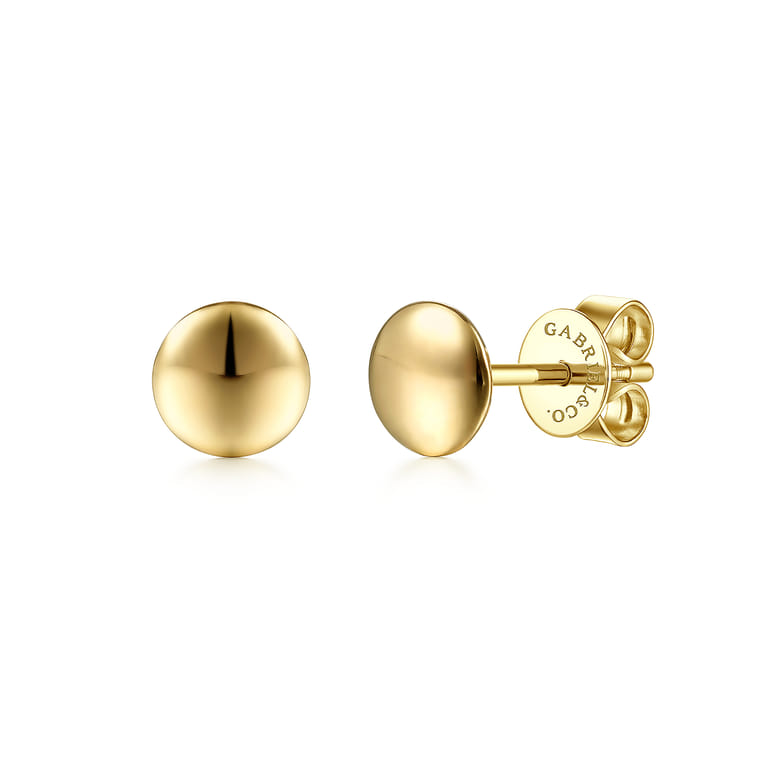 14K Yellow Gold Round Stud Earrings - Shot 1