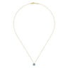 14K Yellow Gold Round Swiss Blue Topaz and Diamond Halo Pendant Necklace - 0.07 ct