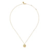 14K Yellow Gold Round T Initial Pendant Necklace with Diamonds - 0.03 ct