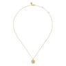 14K Yellow Gold Round V Initial Pendant Necklace with Diamonds - 0.05 ct