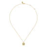 14K Yellow Gold Round W Initial Pendant Necklace with Diamonds - 0.07 ct