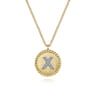 14K Yellow Gold Round X Initial Pendant Necklace with Diamonds - 0.04 ct
