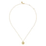14K Yellow Gold Round Y Initial Pendant Necklace with Diamonds - 0.03 ct
