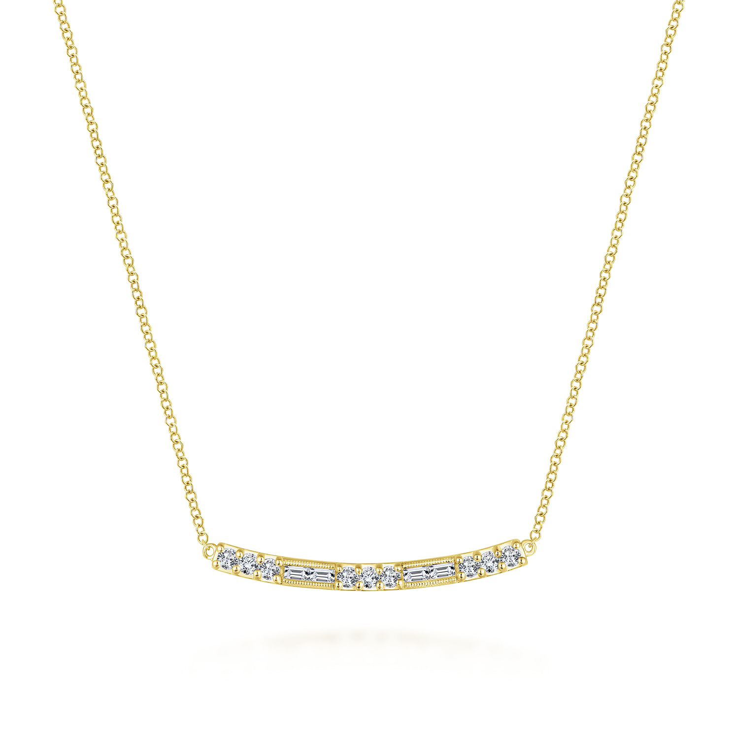 14k Yellow Gold Bar Lusso Necklace. SKU: NK5424Y45JJ