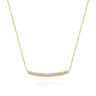 14K Yellow Gold Round and Baguette Diamond Curved Bar Necklace - 0.46 ct