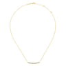 14K Yellow Gold Round and Baguette Diamond Curved Bar Necklace - 0.46 ct
