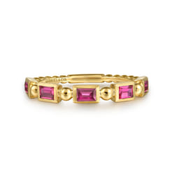 14K Yellow Gold Ruby Geometric Stackable Ring