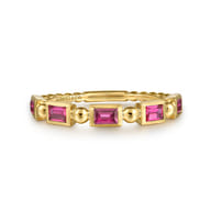 14K Yellow Gold Ruby Geometric Stackable Ring