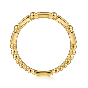14K Yellow Gold Ruby Geometric Stackable Ring