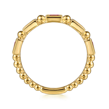 14K Yellow Gold Ruby Geometric Stackable Ring