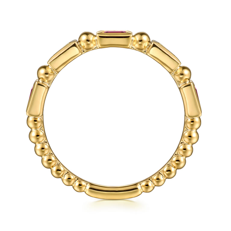 14K Yellow Gold Ruby Geometric Stackable Ring - Shot 2