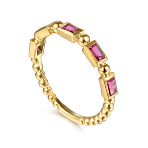 14K Yellow Gold Ruby Geometric Stackable Ring