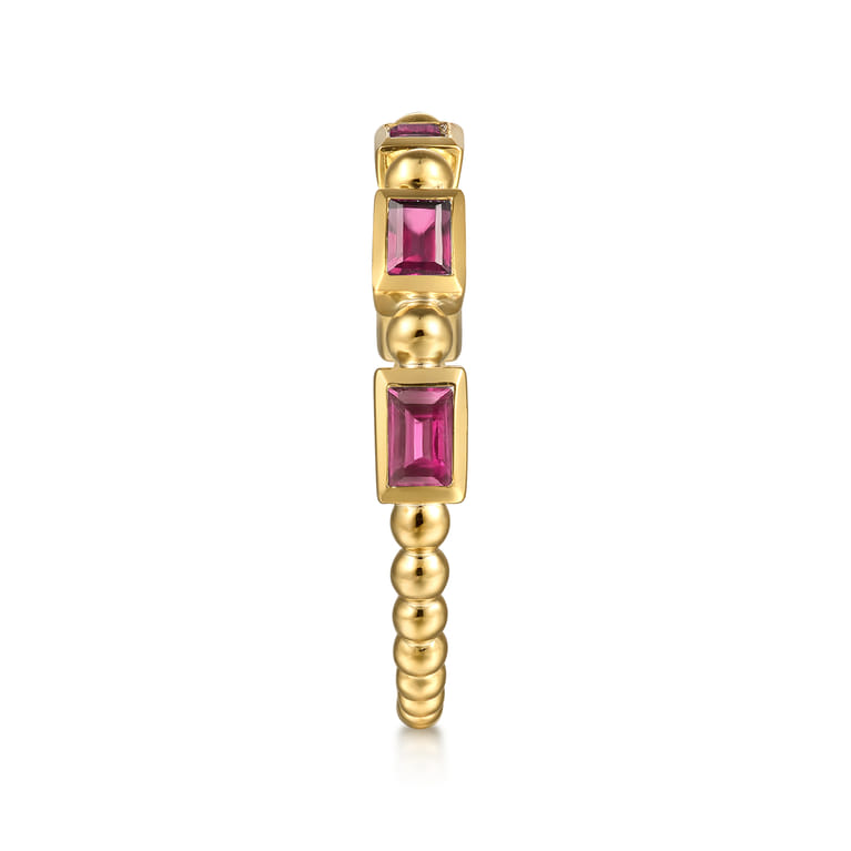 14K Yellow Gold Ruby Geometric Stackable Ring - Shot 4