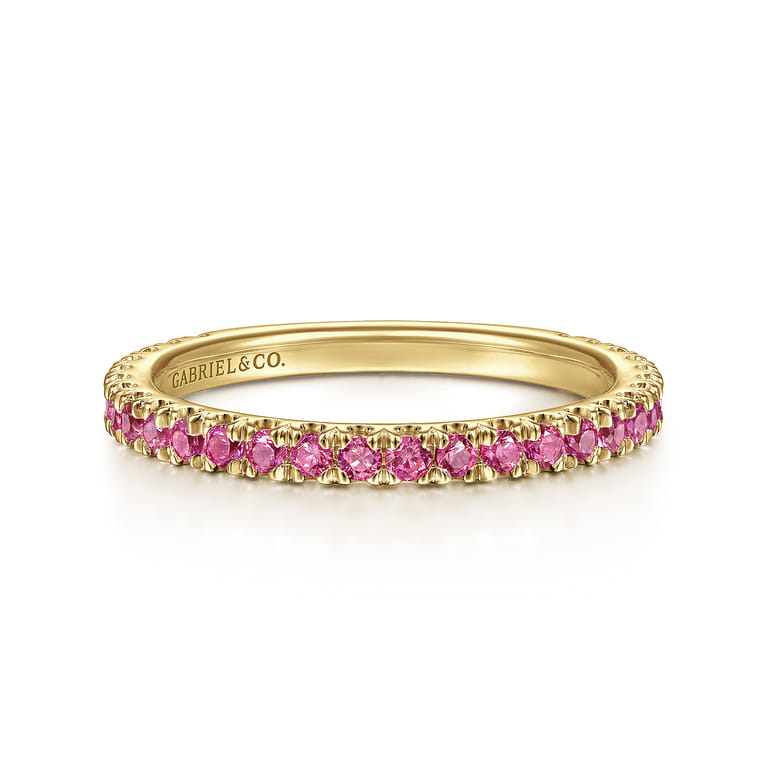 14K Yellow Gold Ruby Stackable Ring - Shot 1